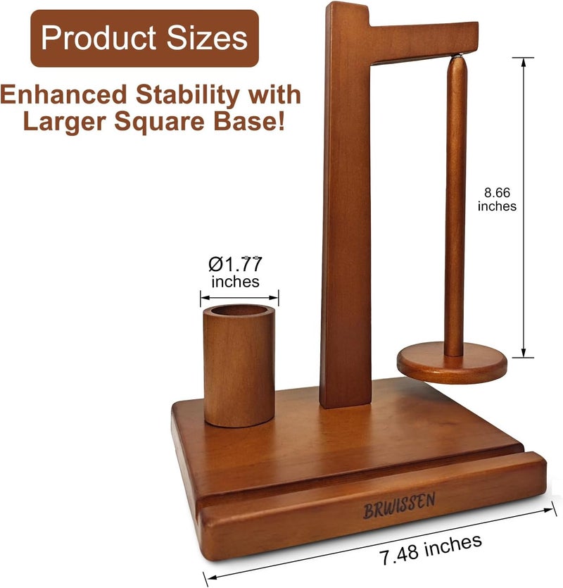 BRWISSEN Wooden Yarn Holder for Crocheting and Knitting with Phone Stand, Crochet Hook Storage, and Magnetic Yarn Ball Holder Spinner - Ideal Gift for Crochet Lovers-Walnut Color - Image 5